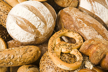 面包种类繁多亚麻馒头食品种子团体产品食物图片