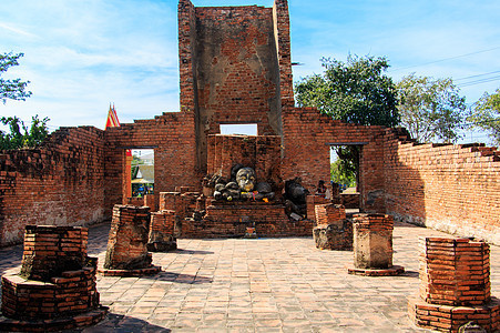 寺庙佛祖会长 泰国Ayutthaya古代西亚文明佛陀宗教祷告冥想宝塔沉思石头佛教徒智慧雕像图片