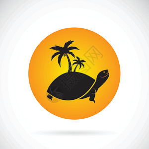 棕榈树和乌龟的矢量图像土地艺术热带海洋海景插图旅行假期卡通片海滩图片