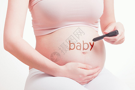 白背景年轻有吸引力的孕妇美丽的肚子肚皮 白色背景男生母亲怀孕女士孩子腹部女孩母性父母婴儿图片