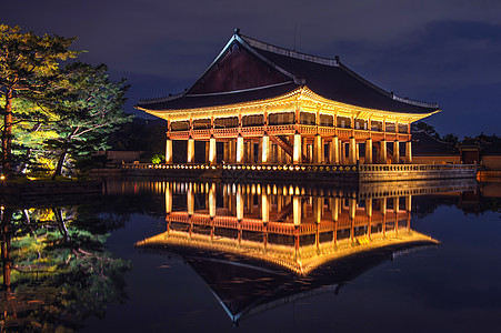 京博肯庄宫晚上在科雷亚的汉城皇家城市地标道路网关历史性历史城堡堡垒图片