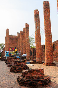 泰国阿尤塔亚Thammikarat寺庙大堂雕像石头佛教徒建筑学宝塔佛塔历史旅行岩石宗教图片