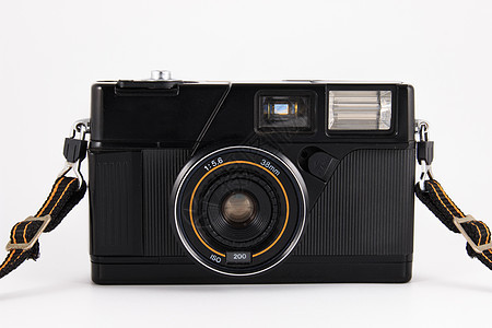 旧摄影机 古老的照相机电影 过去很受欢迎 在白色背景上被孤立乡愁历史金属框架古董快门身体技术镜片照片图片