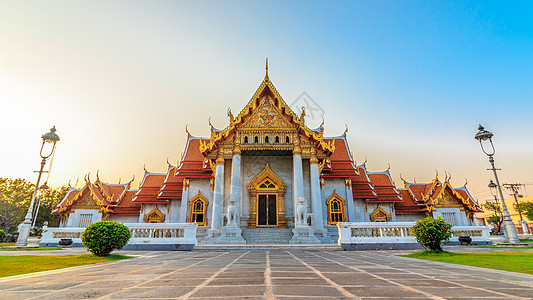 Marble寺庙 泰国曼谷码头崇拜假期建筑宗教游客地标艺术旅游天空佛教徒图片