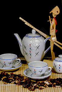 中华茶时间静物玩具艺术茶具娃娃美食黑色模式茶壶竹子图片