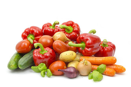 新鲜蔬菜农场土豆红色黄瓜辣椒沙拉食物水平洋葱胡椒图片