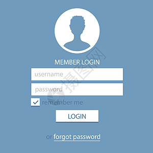 会员登录模板 简单扁平化密码文字成员菜单圆形按钮用户象形插图网络图片