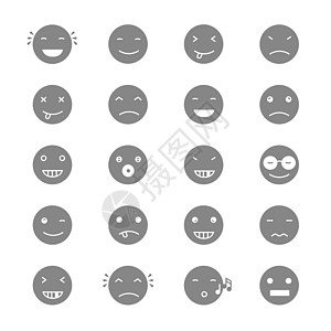 图释集合 表情符号集 平面单色风格 差异情感吉祥物哭泣微笑眼泪卡通片网络婴儿男人音乐图片