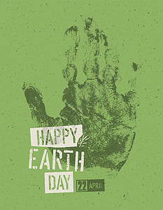 地球日快乐海报 在回收的Pape上印有符号手印生态静脉模版生活标识绿色明信片创造力生物全球图片