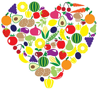 蔬菜和水果心脏图片