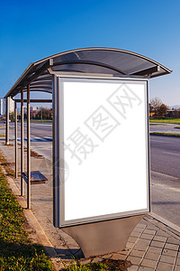 城市公共汽车站空白广告海报牌板图片