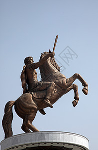 斯科普里亚历山大大帝圣像骑士雕像正方形建筑学吸引力骑手旅游城市青铜游客图片