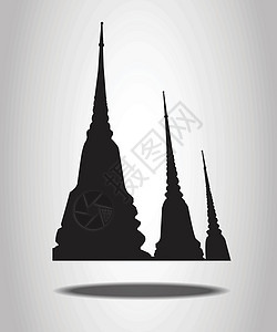 白色背景上的泰国寺庙剪影假期宝塔旅游宗教雕塑旅行地标建筑学建筑黑色图片
