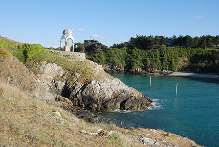 Pleneuf 海岸沿岸全会乌埃岩石花岗岩背景图片