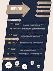 使用箭头丝带的深蓝色现代 Cv 恢复模板图片