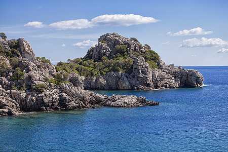 土耳其Marmaris附近风景海湾晴天爬坡旅行假期海滩蓝色天堂海岸线港口支撑图片