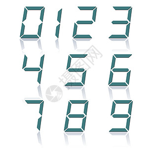 一组数字矢量图字体斜体镜面电子时间插图倾斜手表展示计算器图片