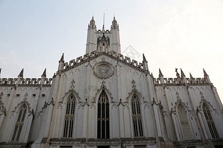 圣保罗大教堂 加尔各答白色遗产历史性文化大教堂建筑蓝色天空窗户宗教图片