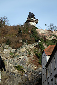 SchlossbergCastle Hill 格拉茨山社区首都旅游正方形吸引力房子楼梯旅行观光地标图片