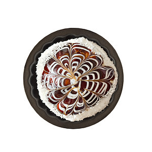 巧克力蛋糕在模子里 为白背景的纸杯蛋糕图片