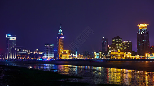 中国 美丽的上海 晚上包起来外滩旅行地标摩天大楼市中心天际观光历史性天空历史图片