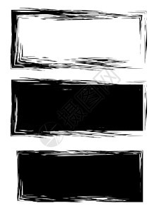 Grunge 黑框矢量背景 se角落刷子收藏黑色艺术粉笔草图白色墨水中风图片