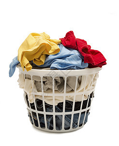 带衣服的洗衣篮活力纺织品白色棉布家庭洗衣店服装水平洗涤绿色图片