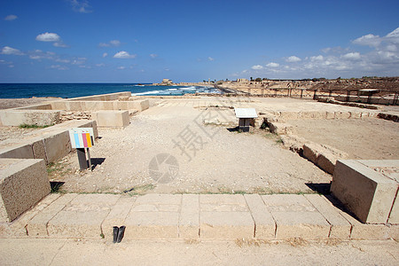 以色列 古代城市地标石头文化建筑学首都天空渡槽岩石海滩历史性图片