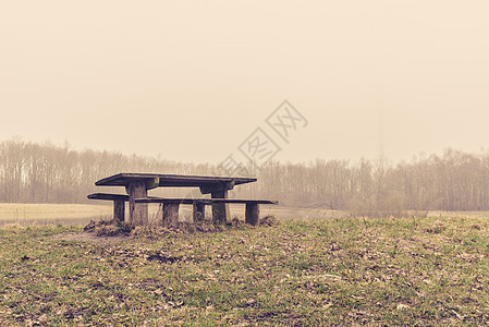 在雾中公园的座谈席图片