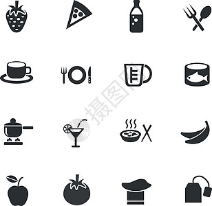 食物和厨房图标 se烹饪厨师刀叉盘子艺术烧杯冰淇淋手套杯子茶包图片