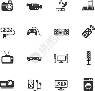 家电图标 se视频扬声器投影仪火炉微波电影院清洁工技术电气3d图片
