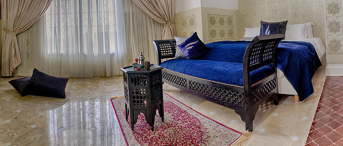 摩洛哥套间住宅长椅酒店沙发旅行奢华套房毯子房间大理石图片
