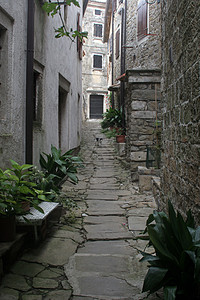 克罗地亚Istria的Groznjan小镇街道上图片