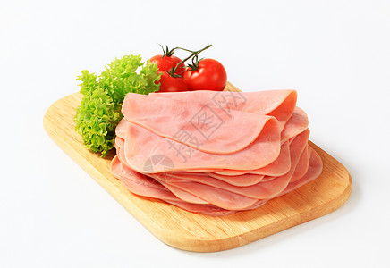 细切的火腿砧板蔬菜库存熏制猪肉冷盘食物图片