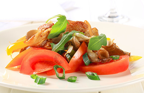 牡菇蘑菇沙拉胡椒火箭蔬菜食物小吃平菇图片