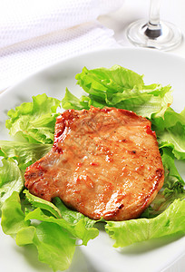 面片猪排美食午餐青菜树叶盘子猪肉库存沙拉食物油炸图片