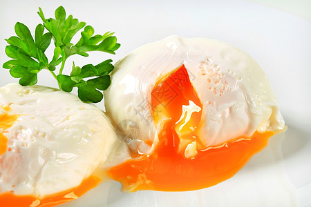 浸卵蛋蛋黄水煮食物小吃黄色白色香菜库存盘子背景图片