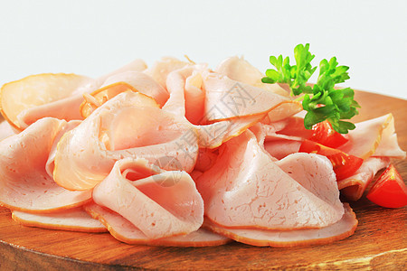 细切鸡火腿厨房火腿家禽低脂肪食物小吃砧板圆形库存冷盘图片