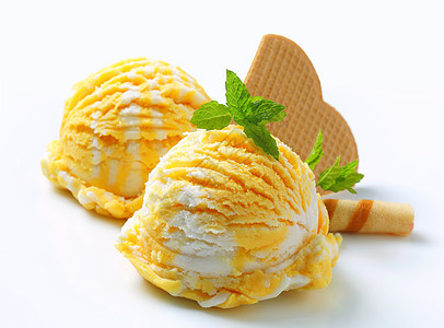 鸡蛋 饼干  Vanilla冰淇淋冰冻白色晶圆水果黄色菠萝橙色食物威化棒冰糕图片