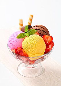 冰霜圣代威化卷甜点勺子食物盘子糖果冰淇淋巧克力粉色棕色图片