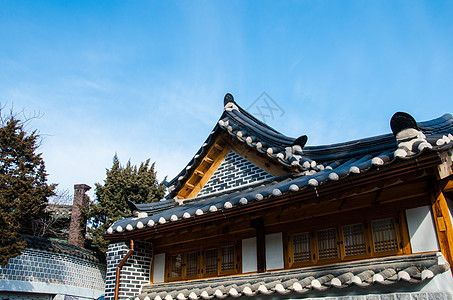 韩国传统风格的建筑建筑学地标房屋文化游客房子村庄旅行图片