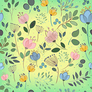 春季无缝模式 水彩花装饰品水彩季节刷子叶子装饰花瓣庆典纺织品风格背景图片