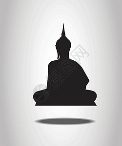 白色背景上的佛剪影上帝文化宗教寺庙精神插图黑色图片