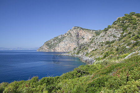 土耳其Marmaris附近风景海湾游艇支撑天堂晴天爬坡巡航港口海岸线旅游海滩图片