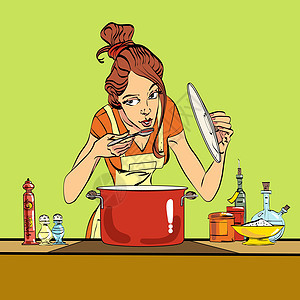 在厨房里准备食物的女人图片