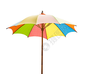 白色上孤立的彩色木伞图片