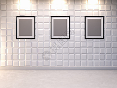 抽象的 3d 装饰墙背景与空白相框地面白色办公室房间黑色风格灰色框架房子建筑图片