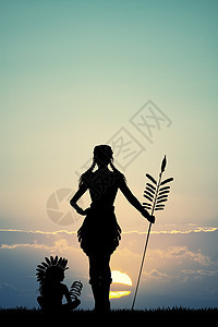 日落时的印度女孩图片