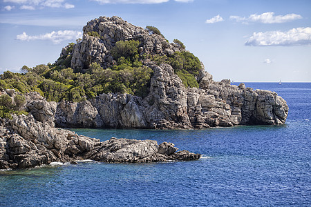 土耳其Marmaris附近风景海湾游艇旅行海岸线晴天海岸支撑旅游爬坡天堂假期图片