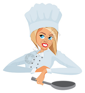 妇女烹饪餐厅绘画美食餐饮食物帽子金发厨师职业工作图片